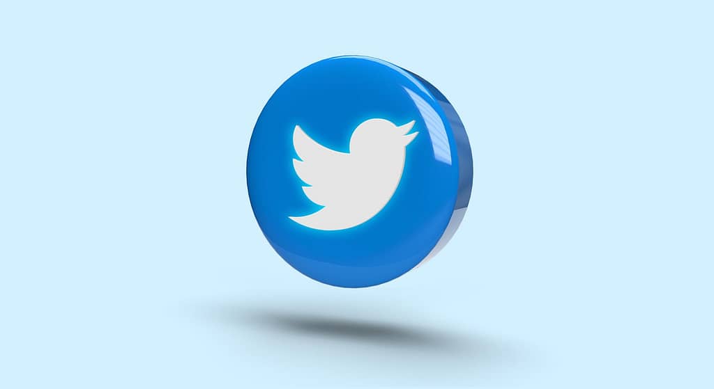 picture of white Twitter symbol on blue background